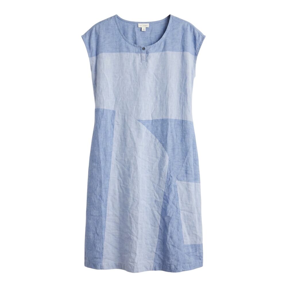 J. Jill Pure Jill Womens M Coastal Minimalist Lagenlook Linen Midi Shift Dress